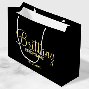 Sacola Para Presentes Grande Escritores de Bridesmaids Dourados e pretos modern