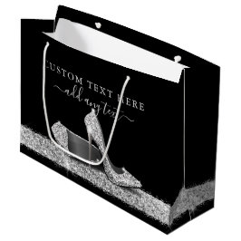 Sacola Para Presentes Grande Espelho Alto Brilhante Preto Preto Personalizado G