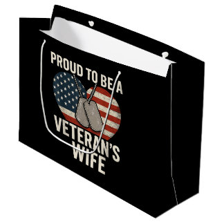 Sacola Para Presentes Grande Esposa Orgulhosa de Veterano Dia dos Veteranos Pat
