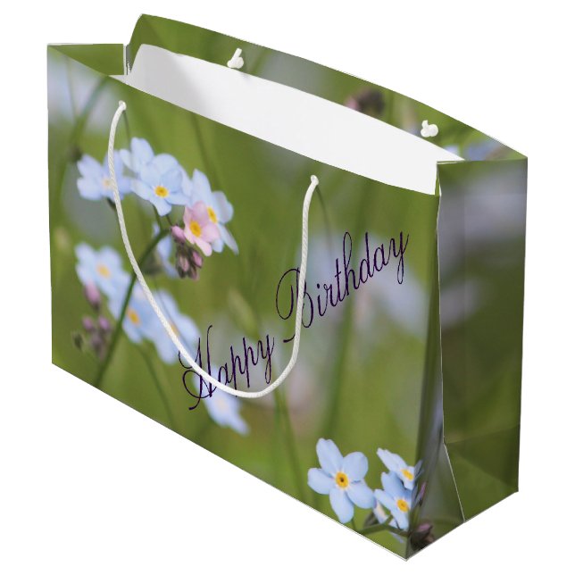 Sacola Para Presentes Grande Esqueça-Me, Não Aniversário (Verso inclinado)