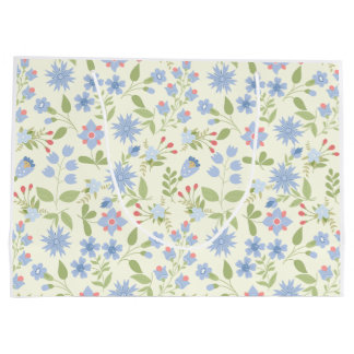 Sacola Para Presentes Grande Esqueça-me-nots e flores de milho