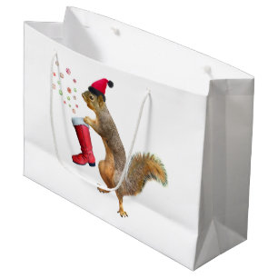 Sacola Para Presentes Grande Esquilo com o saco do presente da bota de São
