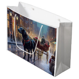 Sacola Para Presentes Grande Estação Festiva de Natal Black Labrador
