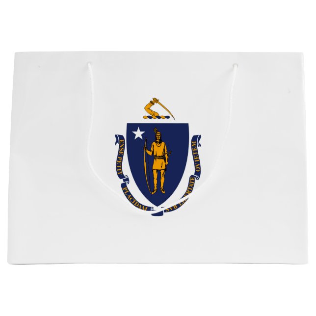 Sacola Para Presentes Grande Estado de Massachusetts Flag Design (Frente)