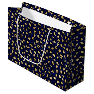 Sacola Para Presentes Grande Estampa Ousada de Leopardo Azul   Estilo Animal Gl