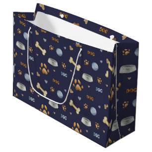 Sacola Para Presentes Grande Estampas de cães e ossos
