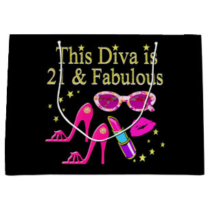 SACOLA PARA PRESENTES GRANDE ESTE DIVA É 21 E DESIGN FABULOSO