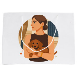 Sacola Para Presentes Grande Estética Moderna de Mãe de Cachorro com Cachorrinh