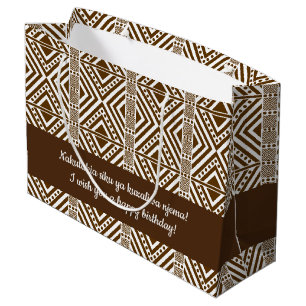 Sacola Para Presentes Grande Estilo Africano Padrão Invisível. Cor castanha