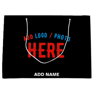 SACOLA PARA PRESENTES GRANDE ESTILO MODERNO PERSONALIZÁVEL PRETO VERIFICADO COM