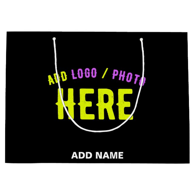 SACOLA PARA PRESENTES GRANDE ESTILO MODERNO PERSONALIZÁVEL PRETO VERIFICADO MAR (Frente)