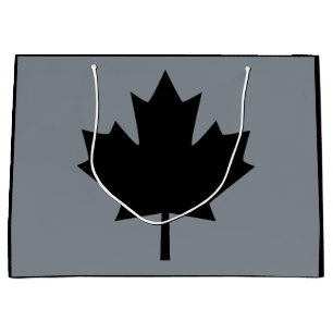 Sacola Para Presentes Grande Estilo preto canadense da folha de bordo