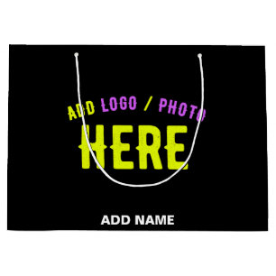 SACOLA PARA PRESENTES GRANDE ESTILOSO MODERNO PERSONALIZÁVEL PRETO VERIFICADO M