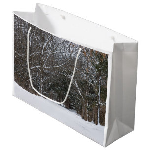 Sacola Para Presentes Grande Estrada coberto de neve Painterly