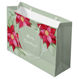 Sacola Para Presentes Grande Estrela de Natal Poinsettia Watercolor pintada à m
