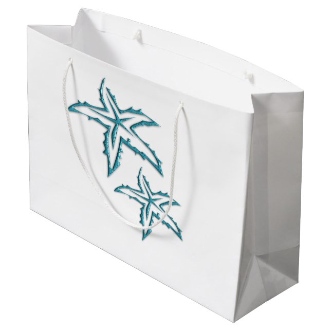 Sacola Para Presentes Grande Estrela do mar da cerceta (Verso inclinado)
