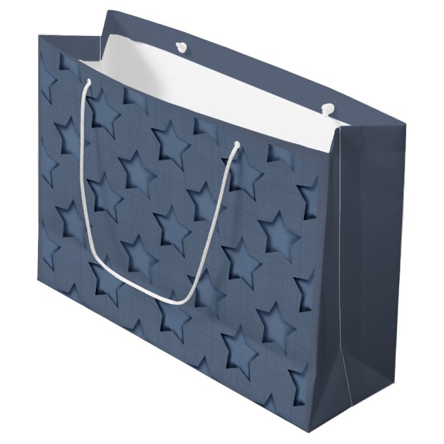 Sacola Para Presentes Grande Estrelas azuis (Frente inclinada)