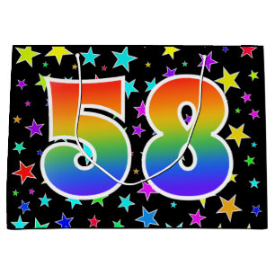 Sacola Para Presentes Grande Estrelas coloridas + Padrão arco-íris "58" Event