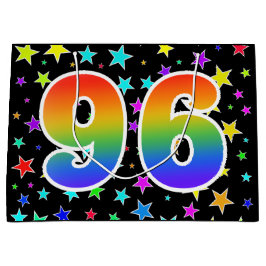 Sacola Para Presentes Grande Estrelas coloridas + padrão arco-íris "96" Evento 