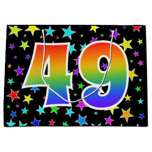 Sacola Para Presentes Grande Estrelas coloridas + Teste padrão "49" do