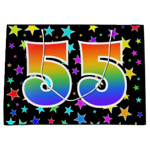 Sacola Para Presentes Grande Estrelas coloridas + Teste padrão "55" do