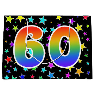 Sacola Para Presentes Grande Estrelas coloridas + Teste padrão "60" do