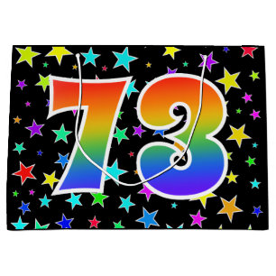 Sacola Para Presentes Grande Estrelas coloridas + Teste padrão "73" do