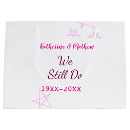 Sacola Para Presentes Grande Estrelas cor-de-rosa Aniversário da renovação do V