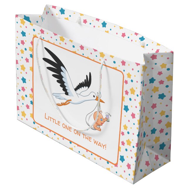 Sacola Para Presentes Grande Estrelas de Chá de fraldas Selfie de Bebê de Carre (Verso inclinado)