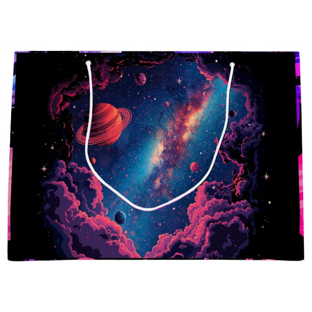 Sacola Para Presentes Grande Estrelas de Galáxias Celestiais de Bag de Presente (Frente)
