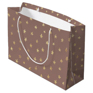 Sacola Para Presentes Grande Estrelas do ouro Choc Boho Brown 98766D Grande Sac