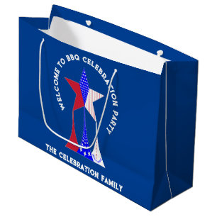Sacola Para Presentes Grande Estrelas e Strips Patriot