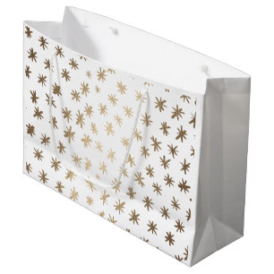 Sacola Para Presentes Grande Estrelas metálicas - ouro