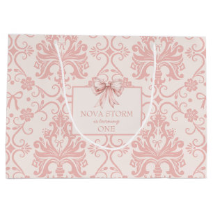 Sacola Para Presentes Grande Etapa de Coquete Rosa-Blush de Demarcação Personal