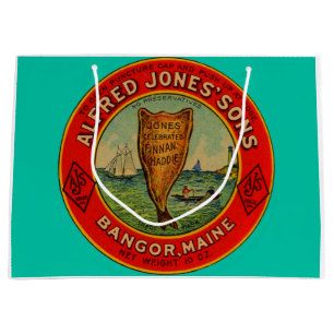 Sacola Para Presentes Grande etiqueta de Alfred Jones Sons Finnan Haddie, cerca