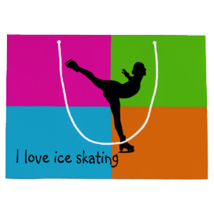 Sacola Para Presentes Grande Eu amo o patinagem no gelo - saco do presente