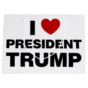 Sacola Para Presentes Grande Eu amo o presidente Trump Heart