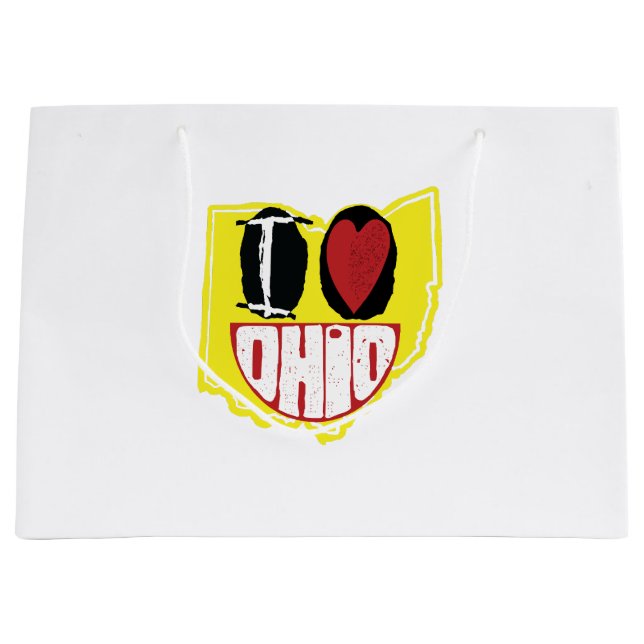 Sacola Para Presentes Grande Eu Amo Ohio Rosto Feliz Sorridente (Frente)