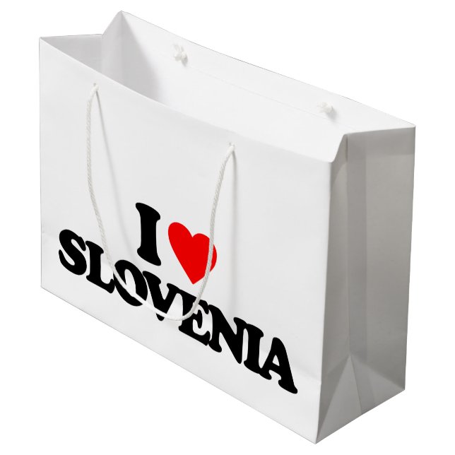 SACOLA PARA PRESENTES GRANDE EU AMO SLOVENIA (Frente inclinada)