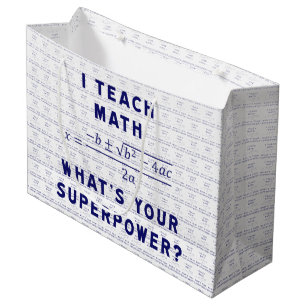Sacola Para Presentes Grande Eu ensino a matemática o que é sua superpotênci