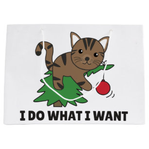 Sacola Para Presentes Grande Eu Faço O Que Eu Quero Um Gato De Natal Engraçado