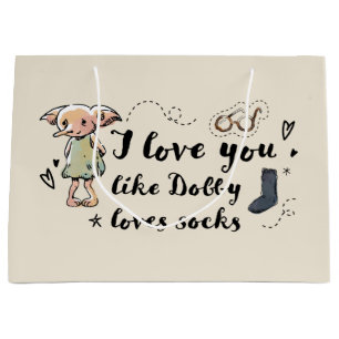 Sacola Para Presentes Grande Eu te amo como Dobby ama as meias