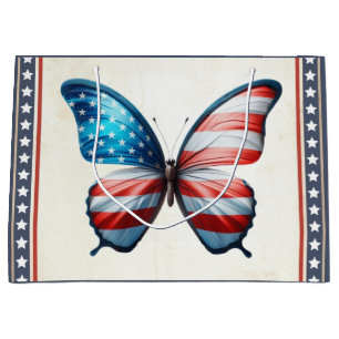 Sacola Para Presentes Grande EUA/patriota 4 de julho borboleta