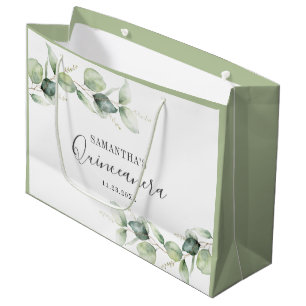 Sacola Para Presentes Grande Eucalyptus 15 Birthday Greenery Quinceanera
