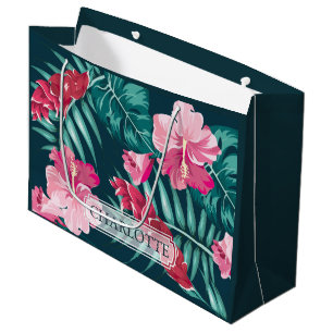 Sacola Para Presentes Grande Exótico Floral de Verão Personalizado