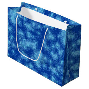 Sacola Para Presentes Grande explosões de cristais de gelo - azul cobalto