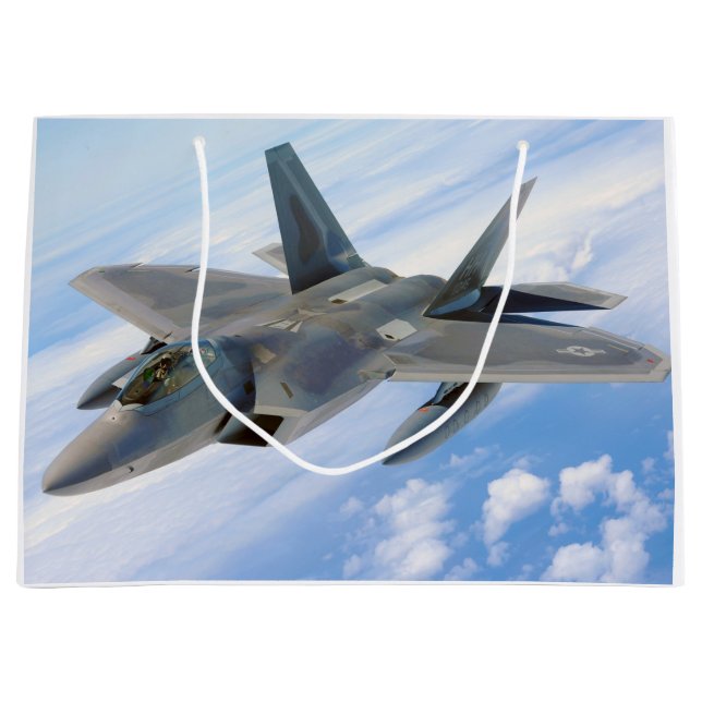 Sacola Para Presentes Grande F-22 Jato Militar Raptor (Frente)
