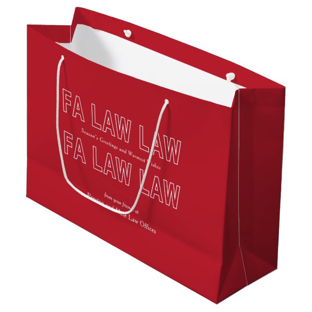 Sacola Para Presentes Grande Fa Law Law Funny Lawyer Joke Christmas (Frente inclinada)