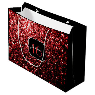 Sacola Para Presentes Grande Faaux vermelho escuro brilha Glamor Sweet 16