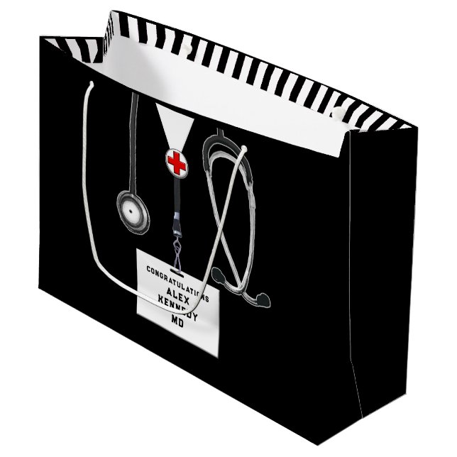 Sacola Para Presentes Grande Faculdade de Medicina Personalizada (Frente inclinada)